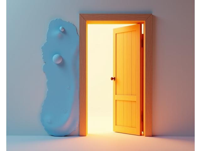 An infographic representing energy savings from an insulated door, showing heat indicators on one side and a cool, stable temperature on the other. Data points or charts might be subtly integrated, emphasizing efficiency and sustainability.